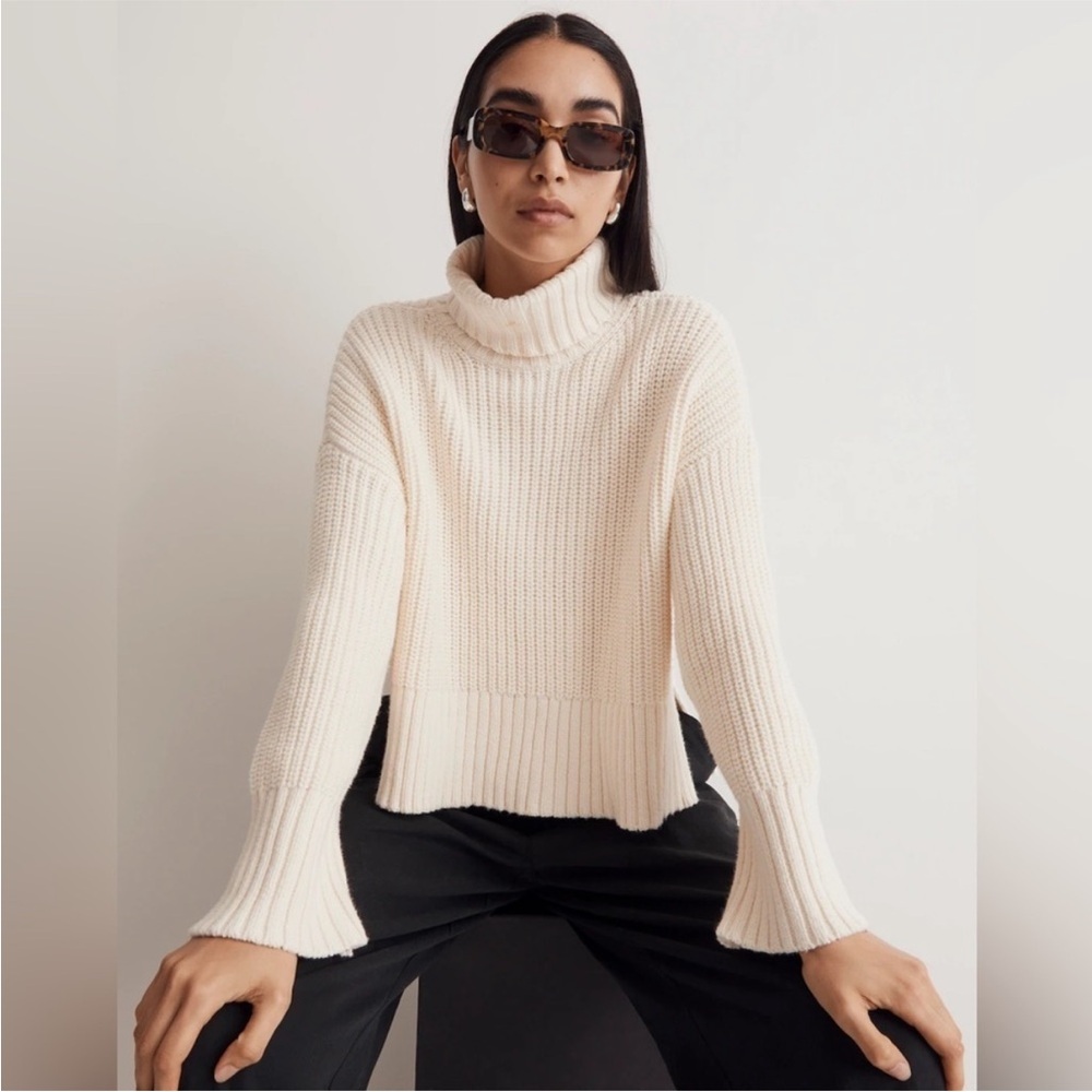 Madewell Cream Chunky Turtleneck Sweater